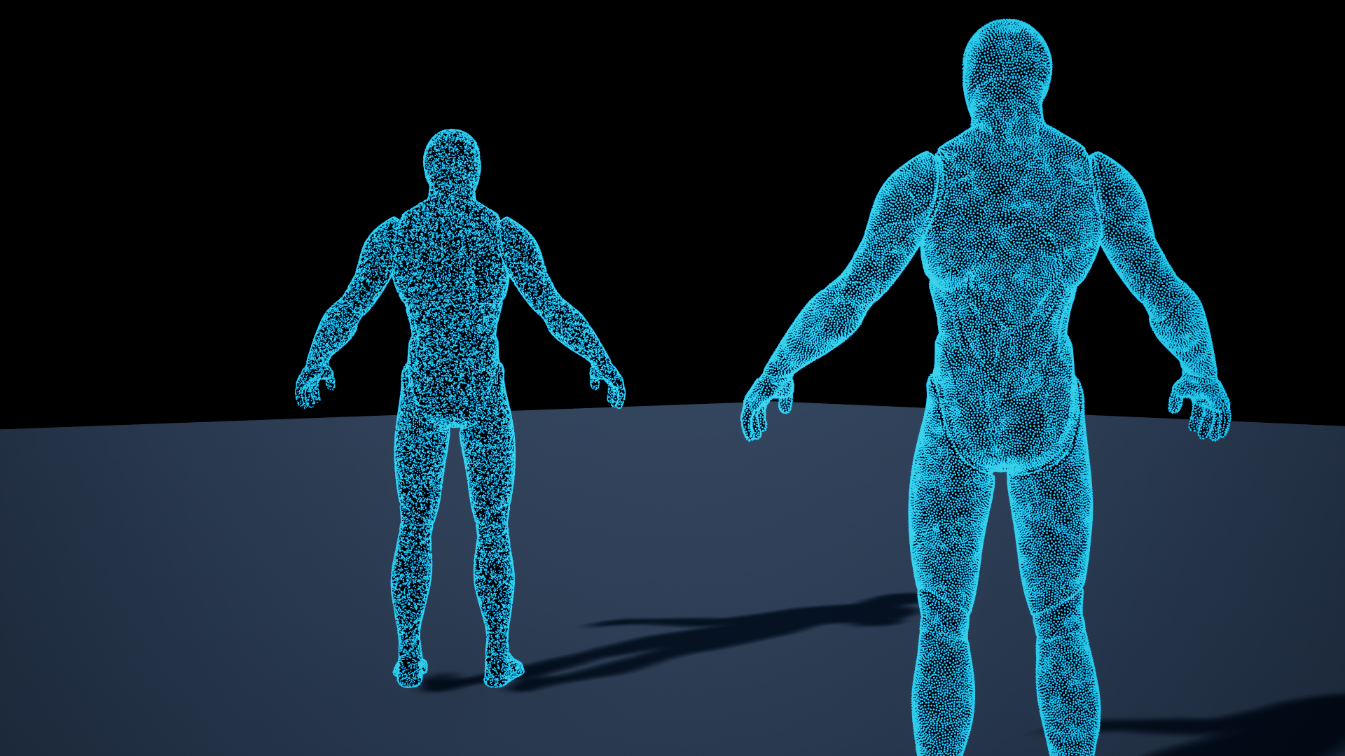 Skeletal mesh: Unreal area-weighted sampling on the left; TUNS on the right. 64.7% less measured spacing variation.