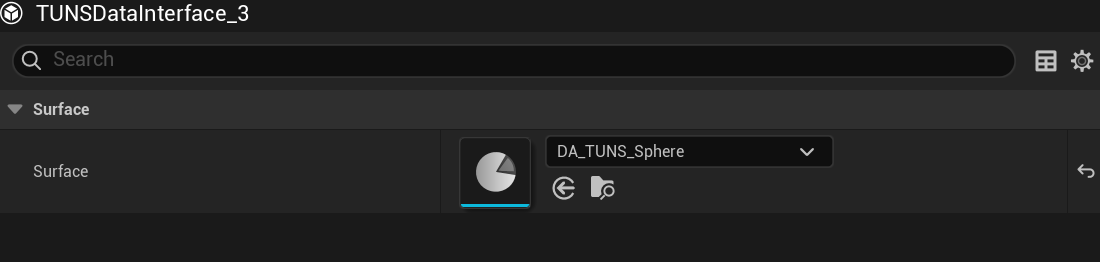 The populated Surface field. DA_TUNS_Sphere is the example bake.