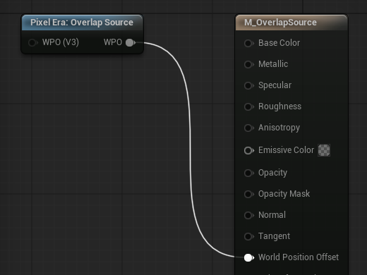 Overlap Source WPO output connected to the material