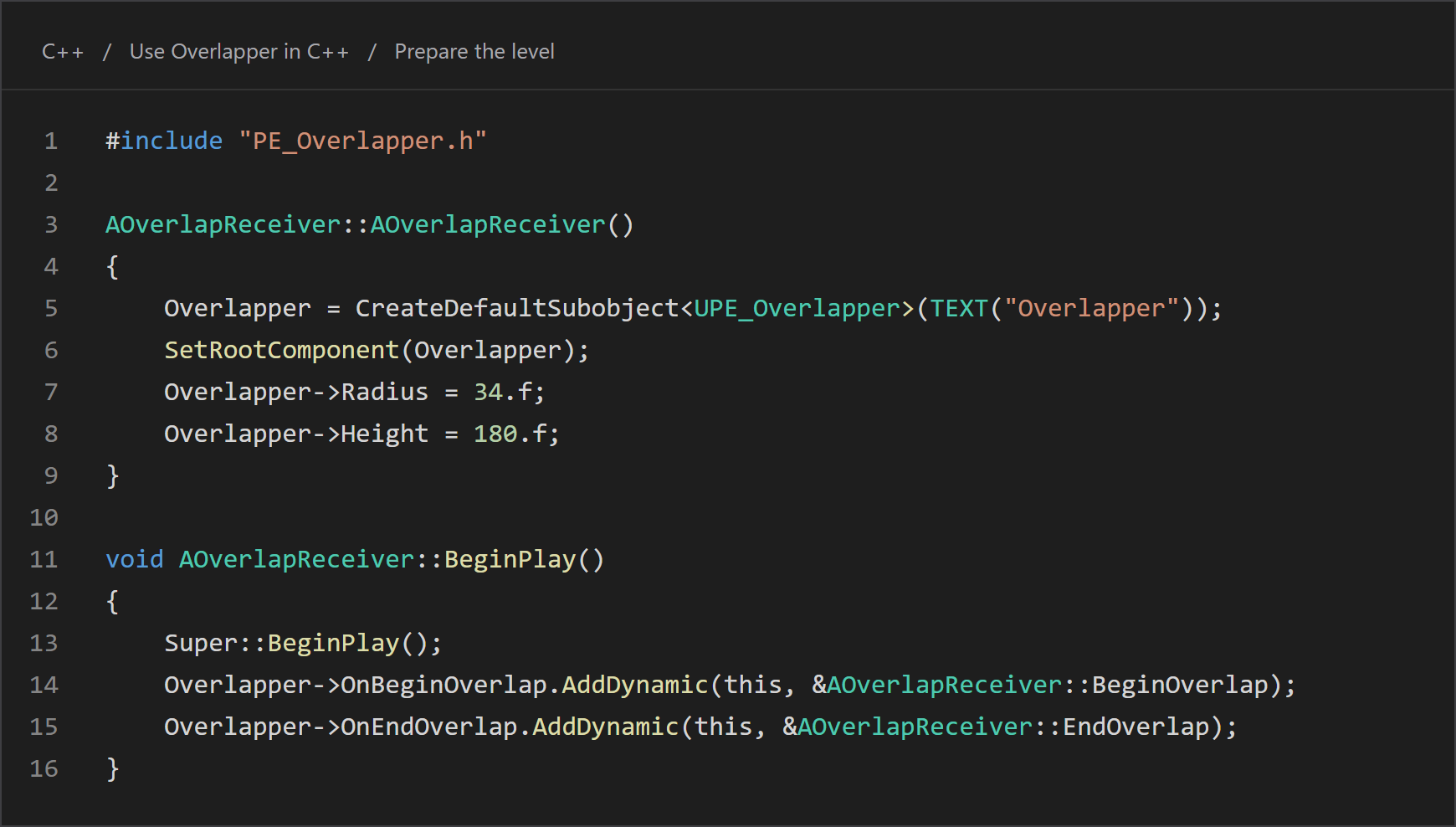 C++ Overlapper construction and BeginPlay event binding