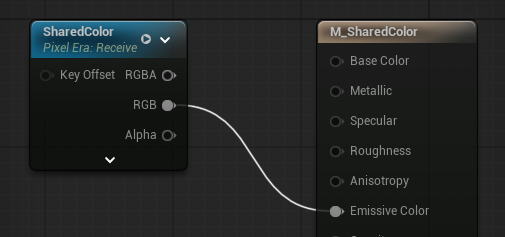 Material Receive configured for SharedColor