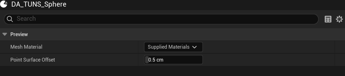 Material and point-offset settings affect only the editor preview.